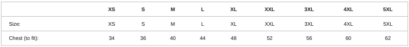 JH003 SIZE GUIDE